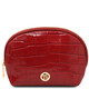 Vera Croc print leather toiletry case Red