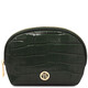 Vera Croc print leather toiletry case Forest Green