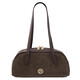 Eclaire Suede leather shoulder bag Dark Brown
