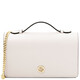 Opera Leather clutch with chain strap White