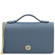 Opera Leather clutch with chain strap Denim