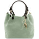 TL KeyLuck Woven printed leather shopping bag Mint Green