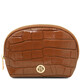 Vera Croc print leather toiletry case Cognac
