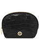 Vera Croc print leather toiletry case Black