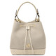 Ostrea Suede and ostrich-effect printed leather bucket bag Beige