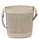 Ostrea Suede and ostrich-effect printed leather bucket bag Beige