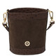 Ostrea Suede and ostrich-effect printed leather bucket bag Chocolate