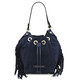 Nomade Suede leather fringe bucket bag Dark Blue