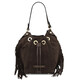 Nomade Suede leather fringe bucket bag Chocolate