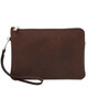 Will Leather clutch bag with handle Dark Brown