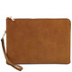 Giulio Maxi leather clutch with handle Natural