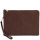 Giulio Maxi leather clutch with handle Dark Brown