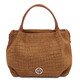 Nora Cocoon Suede leather handbag with croc print Cognac