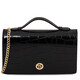 Opera Croque Croc print leather clutch with chain strap Black