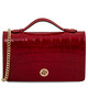 Opera Croque Croc print leather clutch with chain strap Red