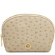 Vera Leather toiletry case in ostrich-print leather Beige
