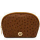 Vera Leather toiletry case in ostrich-print leather Cognac