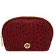 Vera Leather toiletry case in ostrich-print leather Red