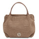 Nora Cocoon Suede leather handbag with croc print Dark Taupe