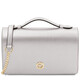 Opera Leather clutch with chain strap Silver
