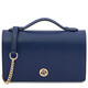 Opera Leather clutch with chain strap Dark Blue