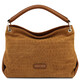 TL Bag Cocoon Suede leather shoulder bag with croc print Cognac