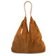 Ventura Suede leather shopping bag Cognac